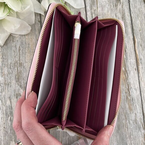 Coach Powder Pink Long Zip Around Wallet In Signature Canvas Bag Purse - Picture 6 of 8